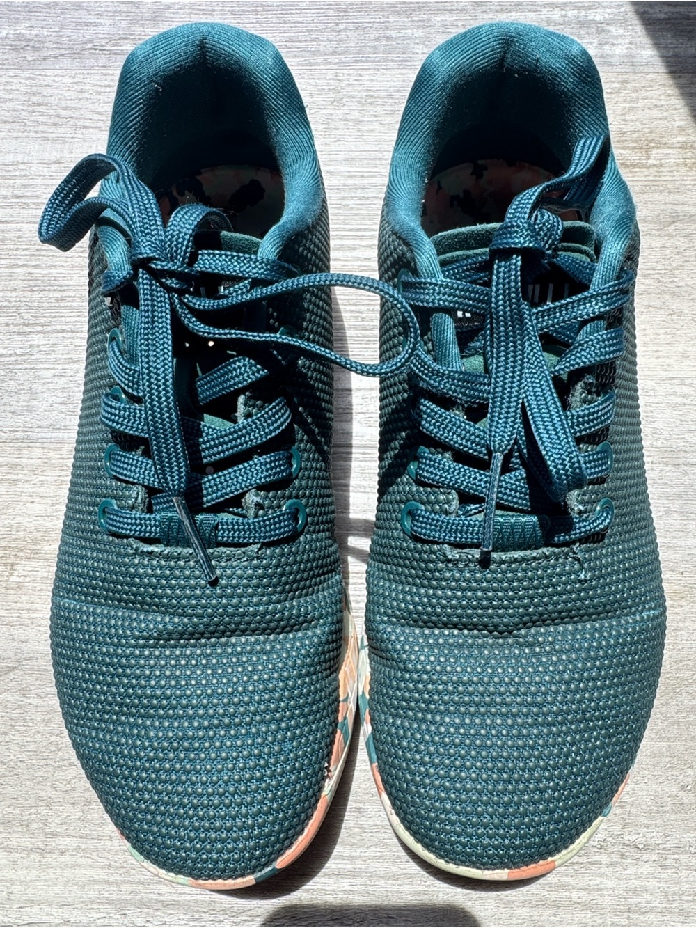 NOBULL Teal Knit Sneakers with Multicolor Sole Accent
